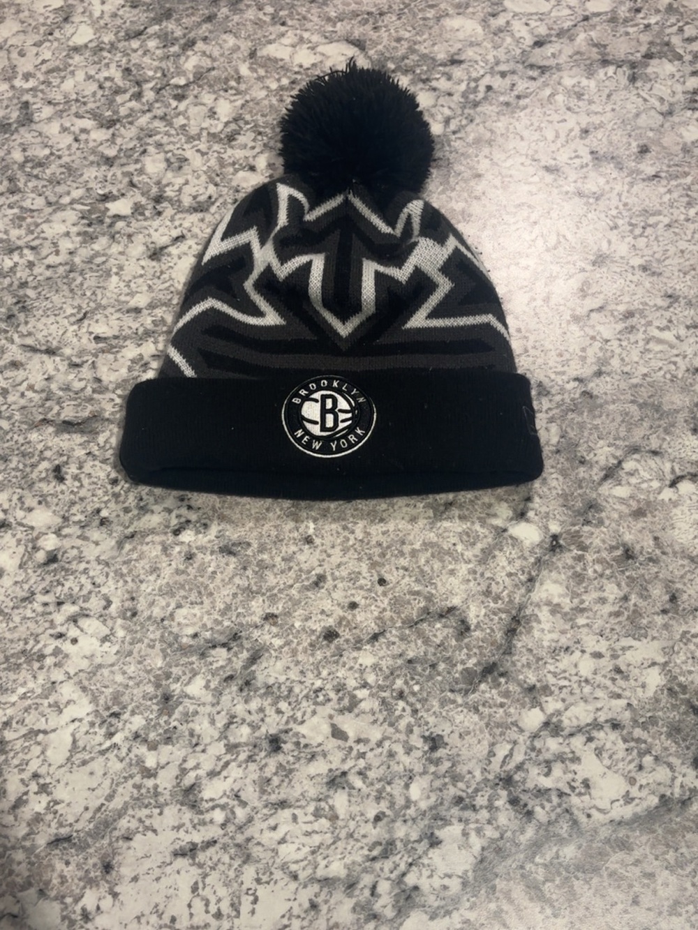 New Era Black & Gray Brooklyn Pom Beanie
